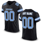 Custom Black Light Blue-White Mesh Authentic Football Jersey