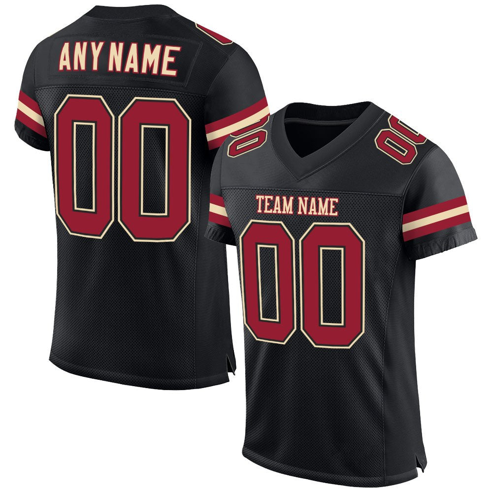 Custom Black Cardinal-Cream Mesh Authentic Football Jersey photo 1