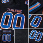 Custom Black Royal-Orange Mesh Authentic Football Jersey detail