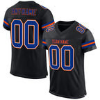 Custom Black Royal-Orange Mesh Authentic Football Jersey photo 1