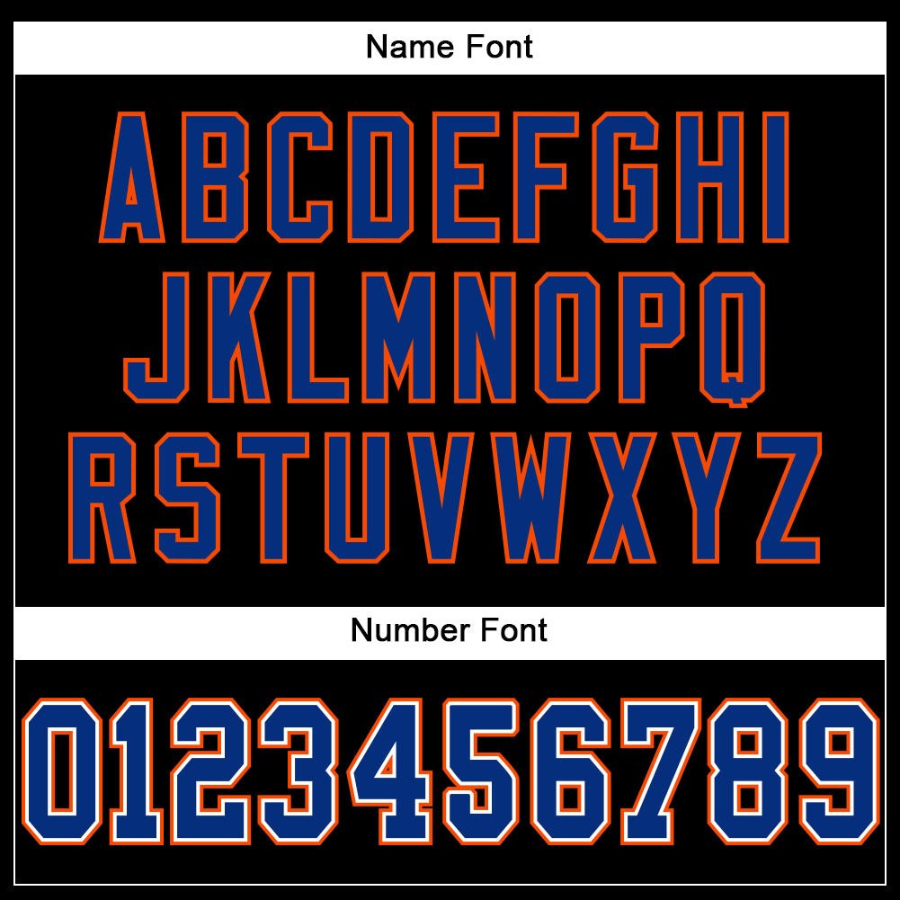 Custom Black Royal-Orange Mesh Authentic Football Jersey photo 3