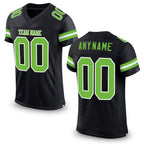 Custom Black Neon Green-White Mesh Authentic Football Jersey