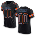 Custom Black Black-Orange Mesh Authentic Football Jersey
