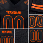 Custom Black Black-Orange Mesh Authentic Football Jersey detail