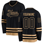 Custom Black Black-Old Gold Hockey Jersey