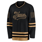 Custom Black Black-Old Gold Hockey Jersey photo 3
