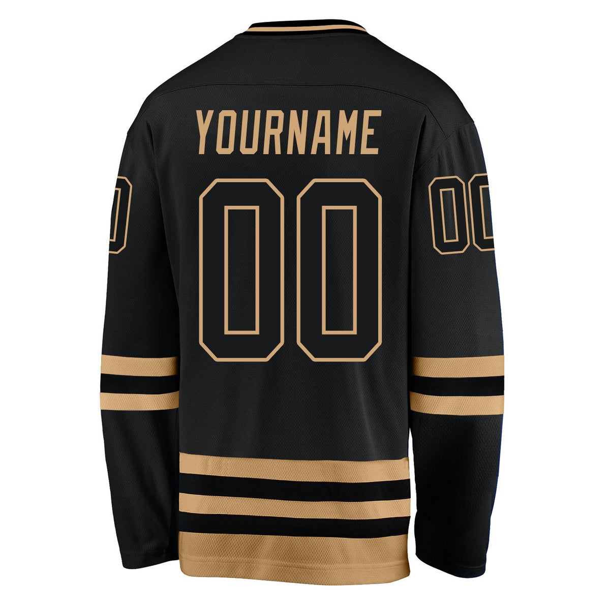 Custom Black Black-Old Gold Hockey Jersey photo 4