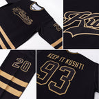 Custom Black Black-Old Gold Hockey Jersey photo 7