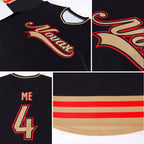 Custom Black Old Gold-Red Hockey Jersey photo 6