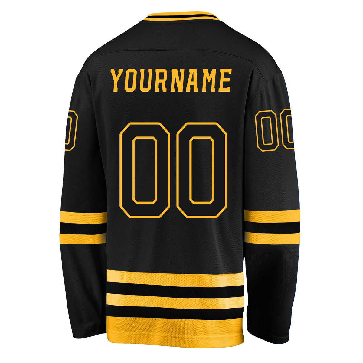 Custom Black Black-Gold Hockey Jersey photo 4