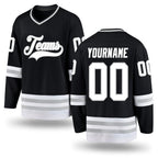 Custom Black White-Gray Hockey Jersey