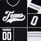 Custom Black White-Gray Hockey Jersey detail