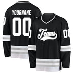 Custom Black White-Gray Hockey Jersey photo 1