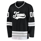 Custom Black White-Gray Hockey Jersey photo 2