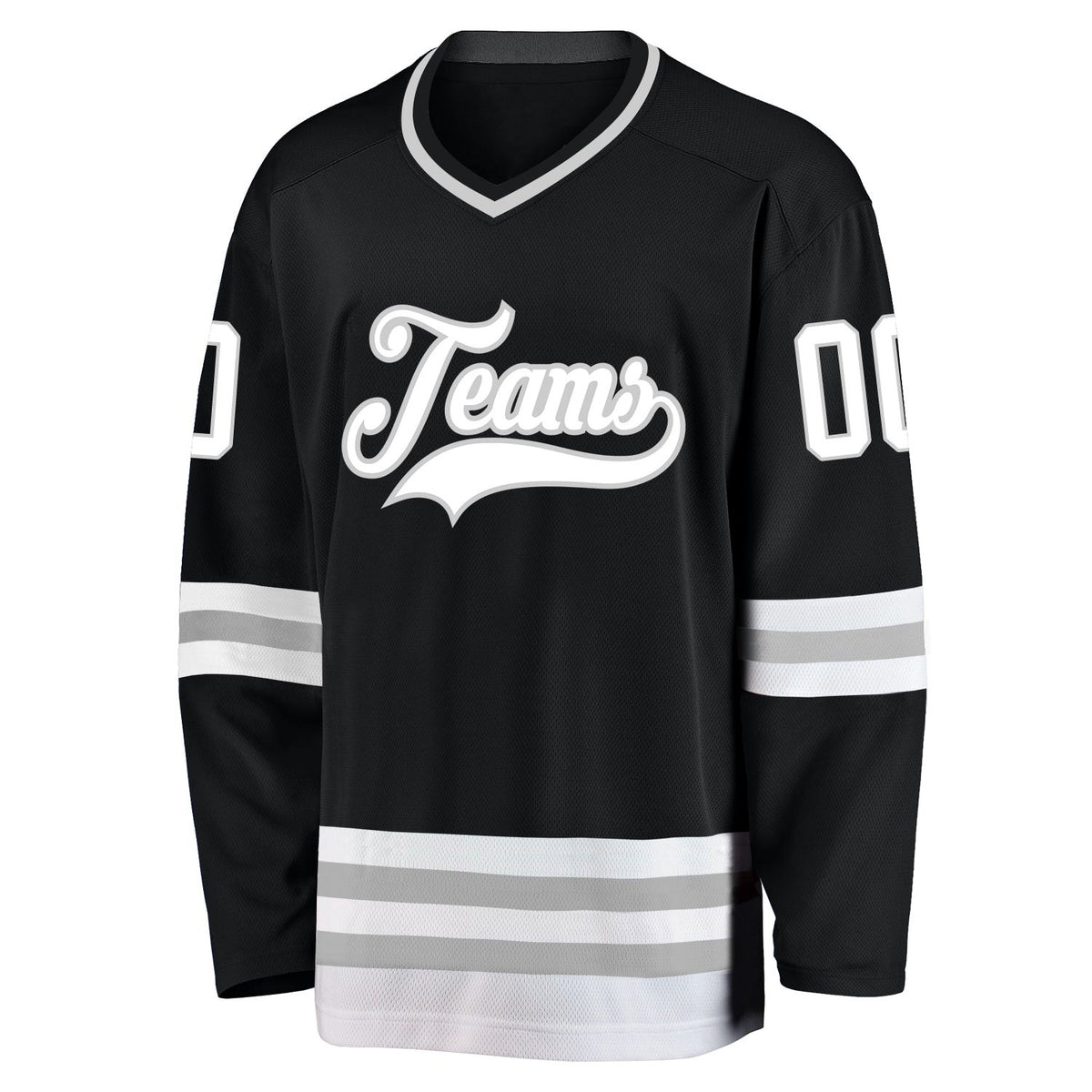 Custom Black White-Gray Hockey Jersey photo 2