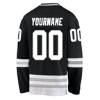 Custom Black White-Gray Hockey Jersey photo 3