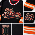 Custom Black Black-Orange Hockey Jersey detail