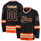 Custom Black Black-Orange Hockey Jersey photo 1