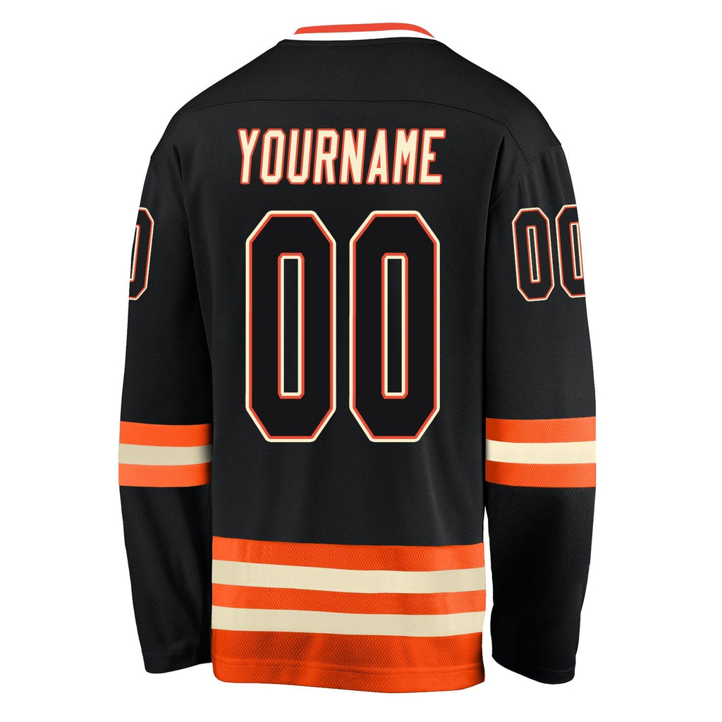 Custom Black Black-Orange Hockey Jersey photo 4