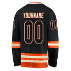 Custom Black Black-Orange Hockey Jersey photo 4