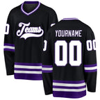 Custom Black White-Purple Hockey Jersey