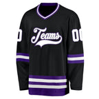 Custom Black White-Purple Hockey Jersey photo 2