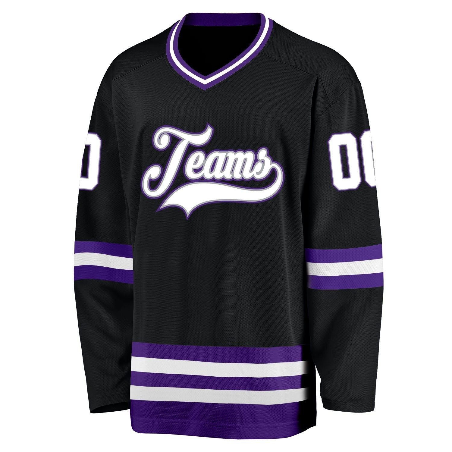 Custom Black White-Purple Hockey Jersey photo 2