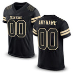 Custom Black Black-Cream Mesh Authentic Football Jersey