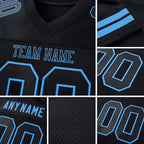 Custom Black Black-Light Blue Mesh Authentic Football Jersey detail