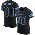 Custom Black Black-Light Blue Mesh Authentic Football Jersey photo 1