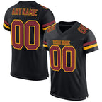 Custom Black Burgundy-Gold Mesh Authentic Football Jersey photo 1