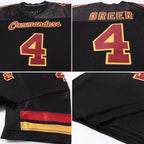 Custom Black Burgundy-Gold Mesh Authentic Football Jersey photo 4