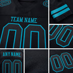 Custom Black Black-Teal Mesh Authentic Football Jersey detail