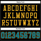 Custom Black Teal-Gold Mesh Authentic Football Jersey photo 3