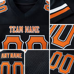 Custom Black Texas Orange-White Mesh Authentic Football Jersey detail