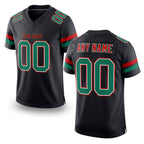 Custom Black Kelly Green-Red Mesh Authentic Football Jersey