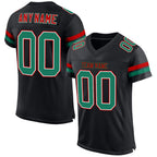 Custom Black Kelly Green-Red Mesh Authentic Football Jersey photo 1