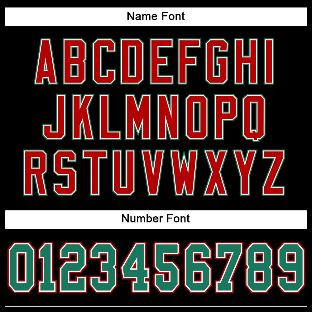 Custom Black Kelly Green-Red Mesh Authentic Football Jersey photo 3