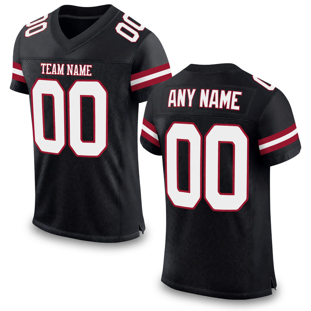 Custom Black White-Cardinal Mesh Authentic Football Jersey
