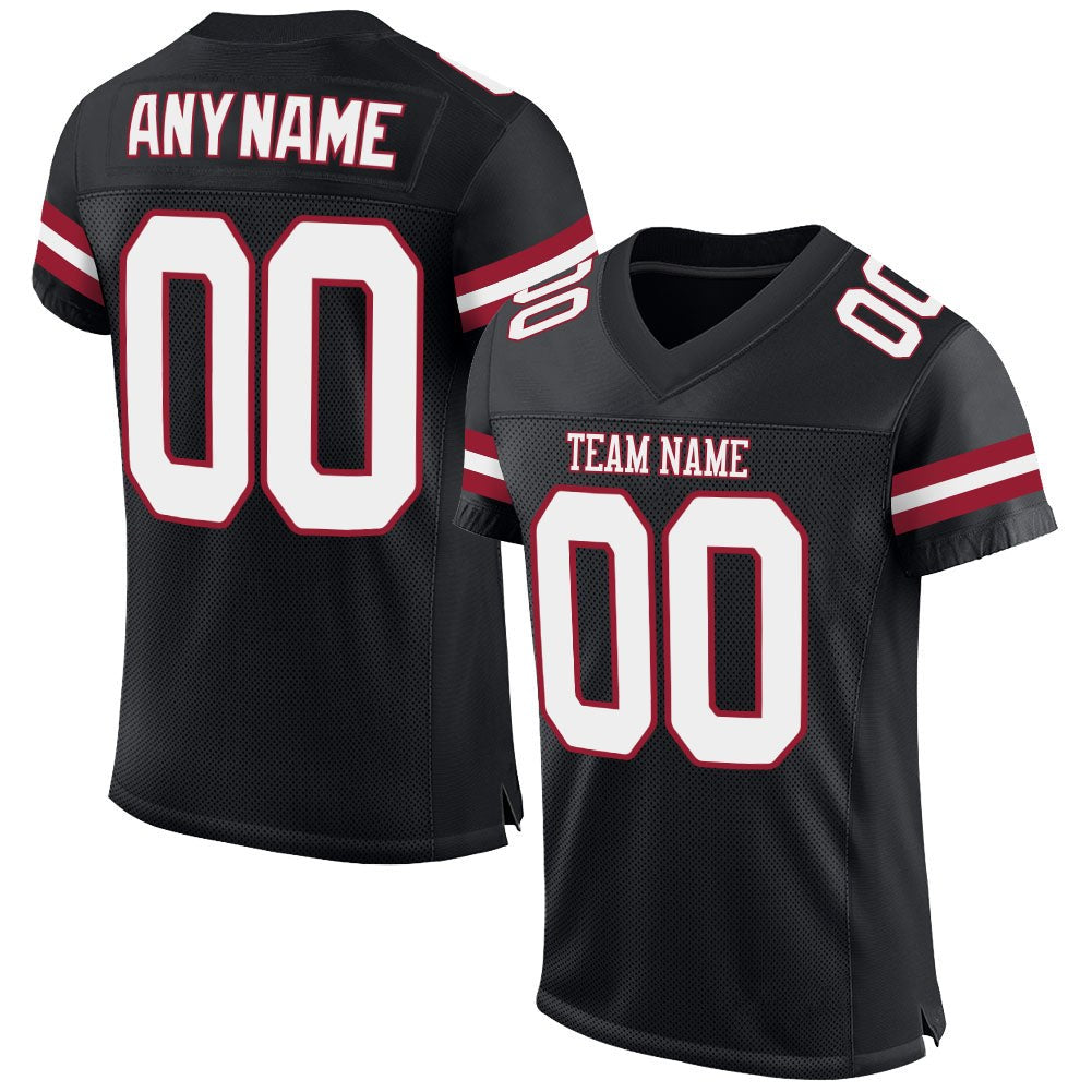 Custom Black White-Cardinal Mesh Authentic Football Jersey photo 1