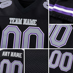 Custom Black Gray-Purple Mesh Authentic Football Jersey detail