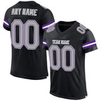 Custom Black Gray-Purple Mesh Authentic Football Jersey photo 1