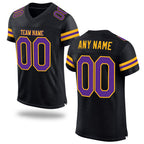Custom Black Purple-Gold Mesh Authentic Football Jersey