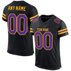 Custom Black Purple-Gold Mesh Authentic Football Jersey photo 1
