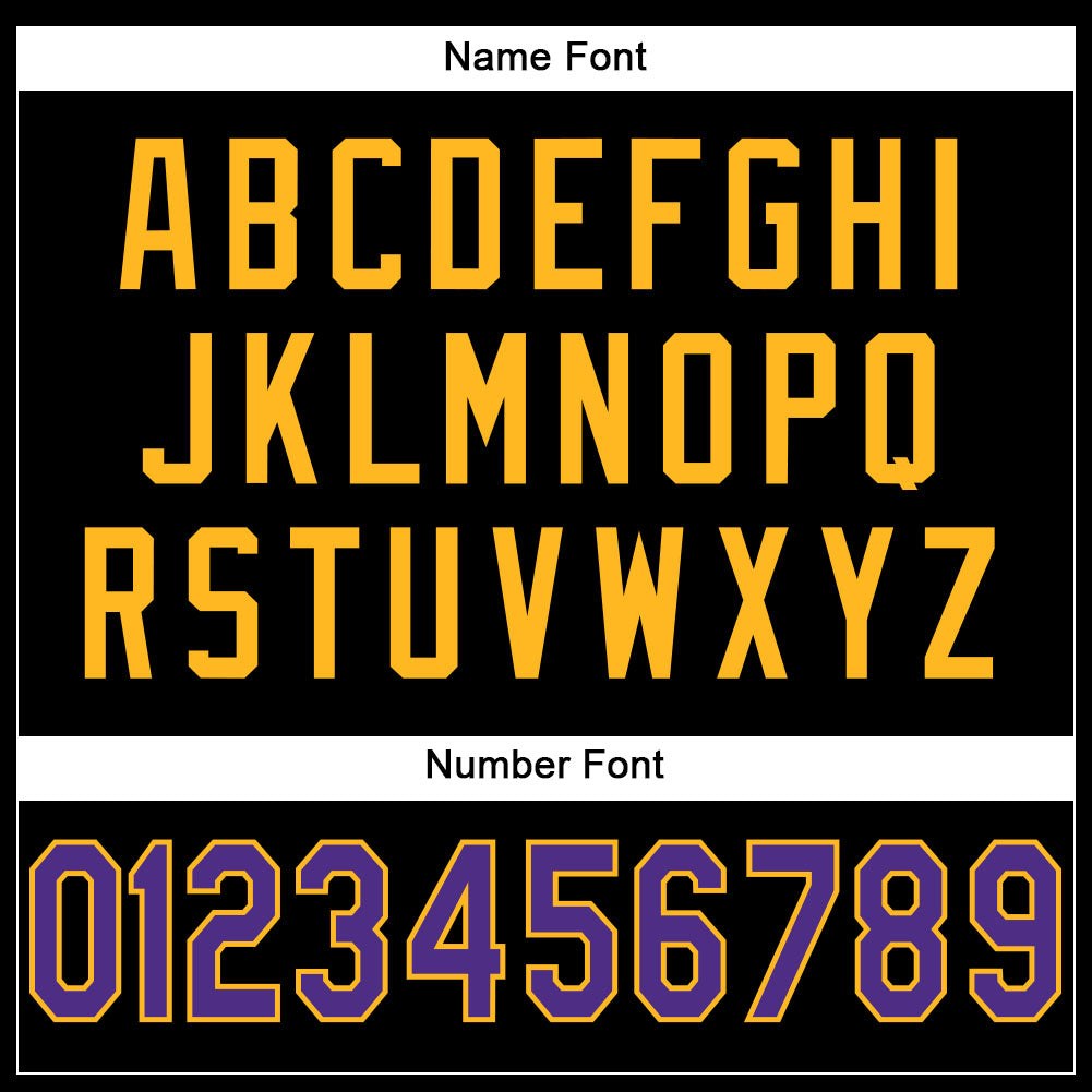 Custom Black Purple-Gold Mesh Authentic Football Jersey photo 3