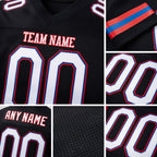 Custom Black White-Red Mesh Authentic Football Jersey detail