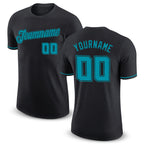Custom Black Teal-Black Performance T-Shirt