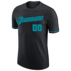 Custom Black Teal-Black Performance T-Shirt photo 4