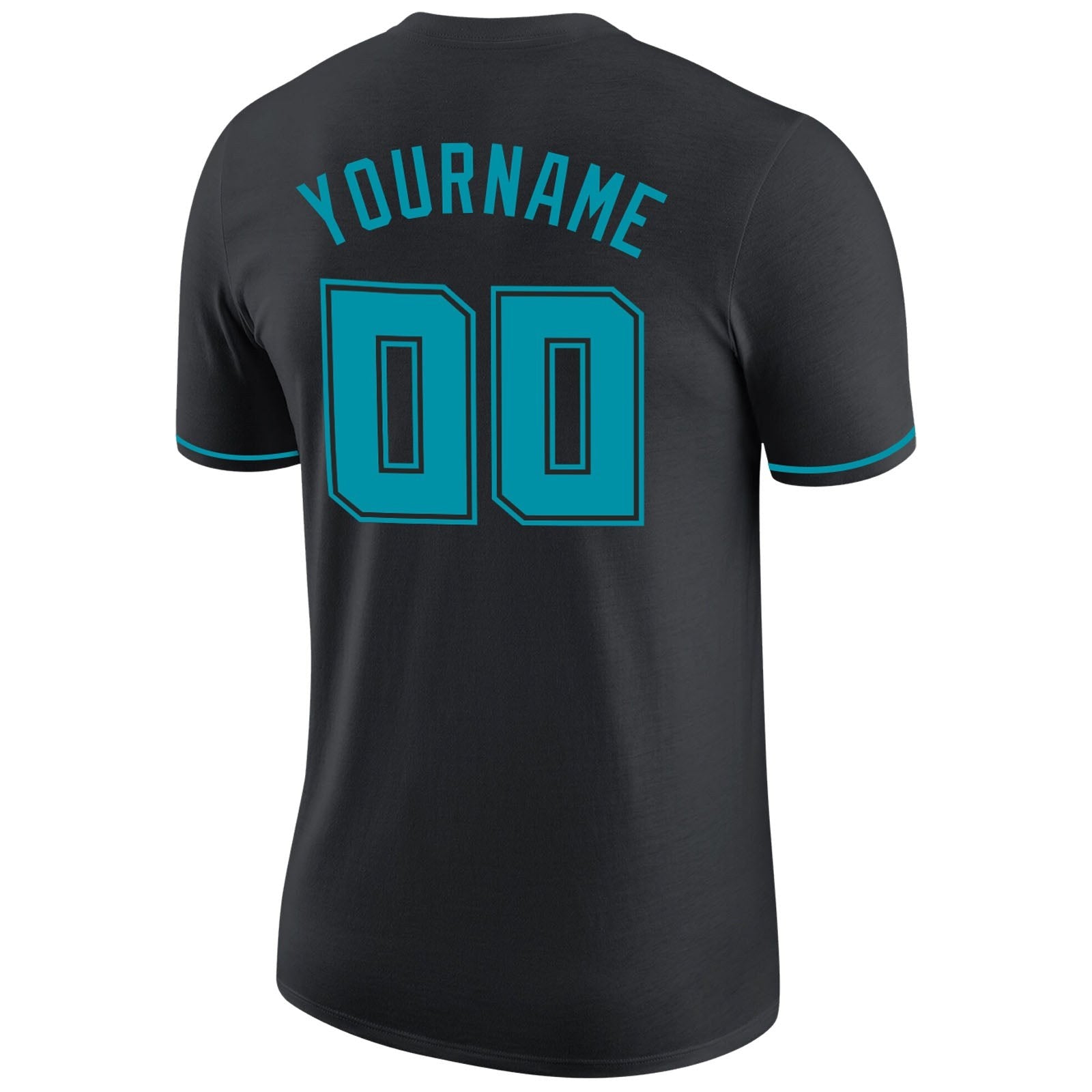 Custom Black Teal-Black Performance T-Shirt photo 5