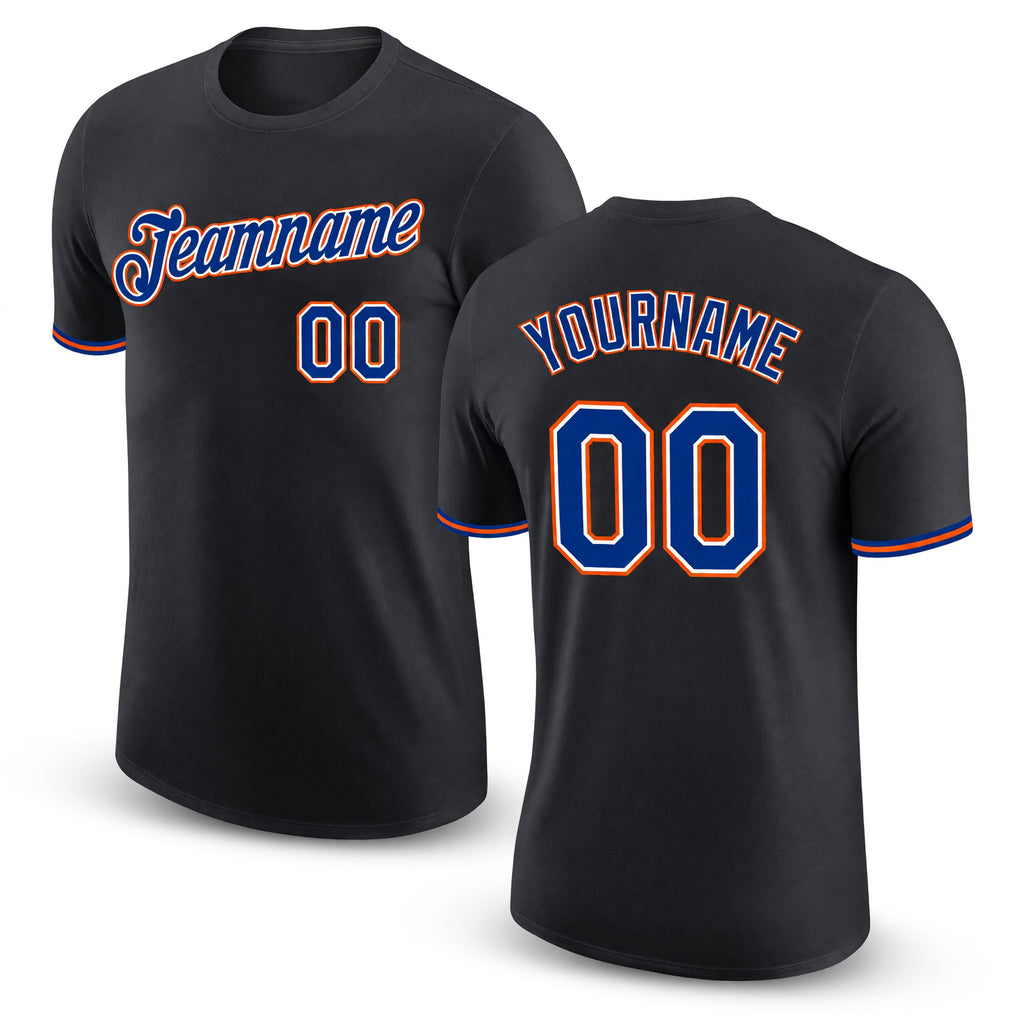 Custom Black Royal-Orange Performance T-Shirt